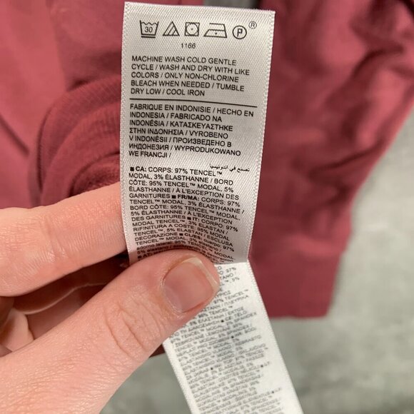 Athleta Sweatshirt Women's Medium Pink Sunrise V-Neck Thumb Holes Stretchy - Picture 5 of 13